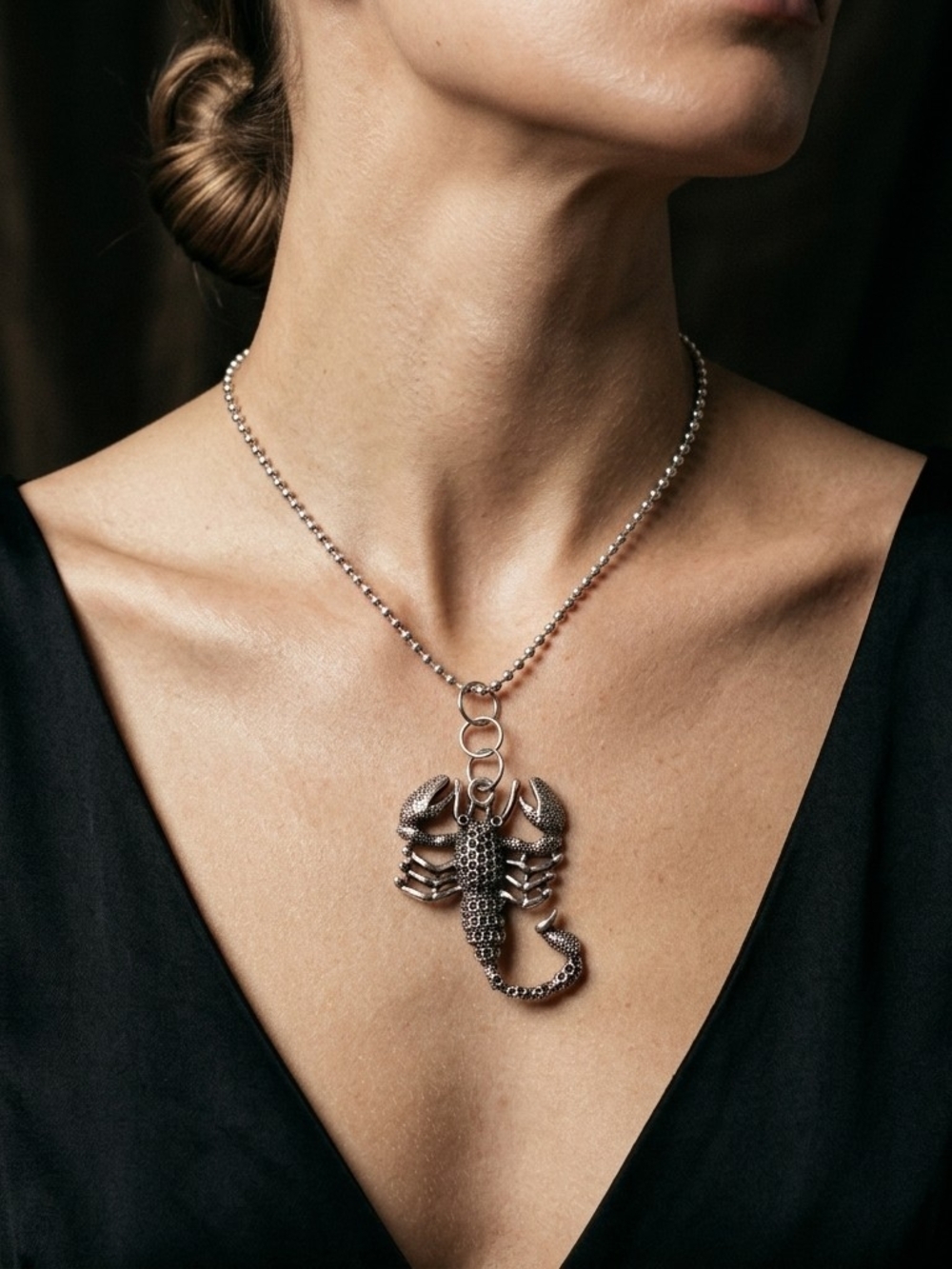 Stainless Steel Scorpion Pendant Ball Chain Necklace Punk Rocker Victorian Goth